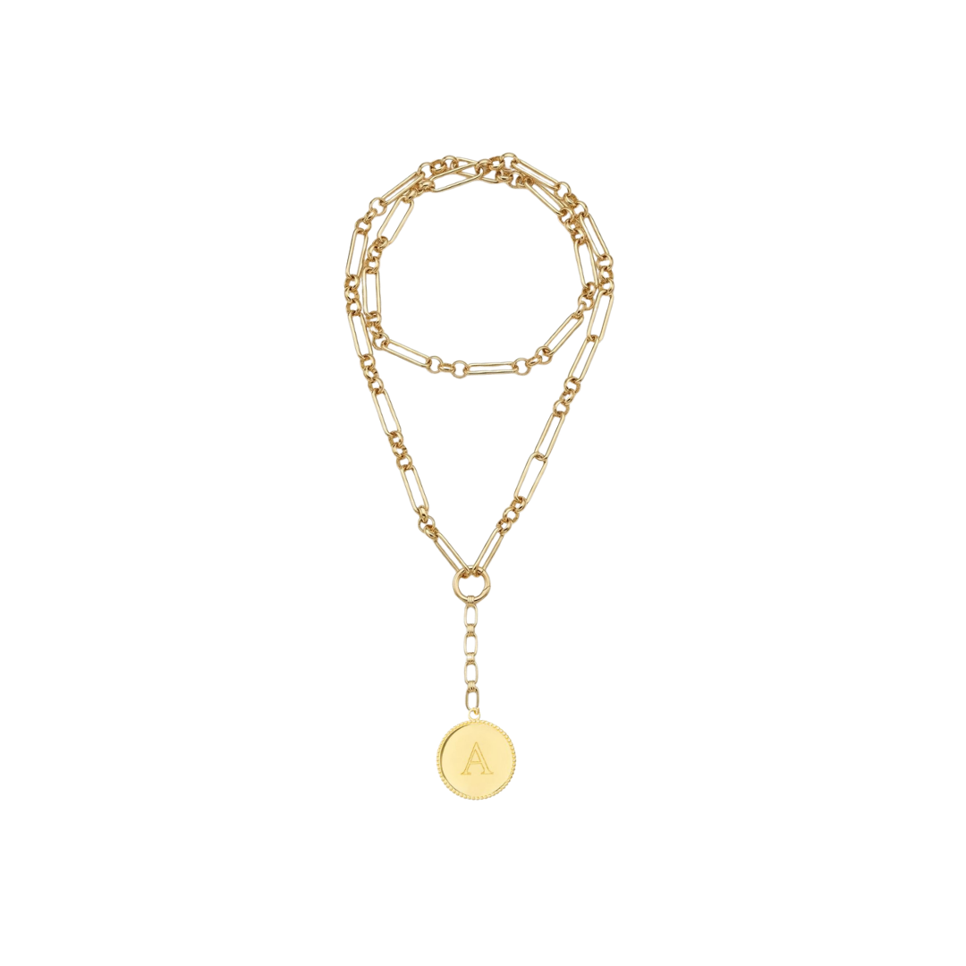 Double Mixed Link Pendant Necklace | Goud