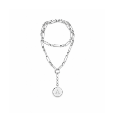 Double Mixed Link Pendant Necklace - Zilver