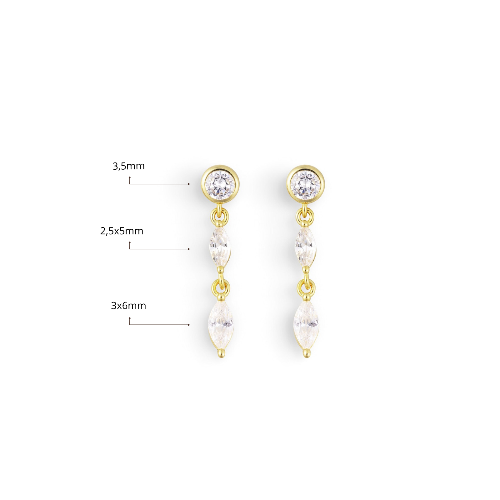 gouden langwerpige oorbellen, voor dames, the it list