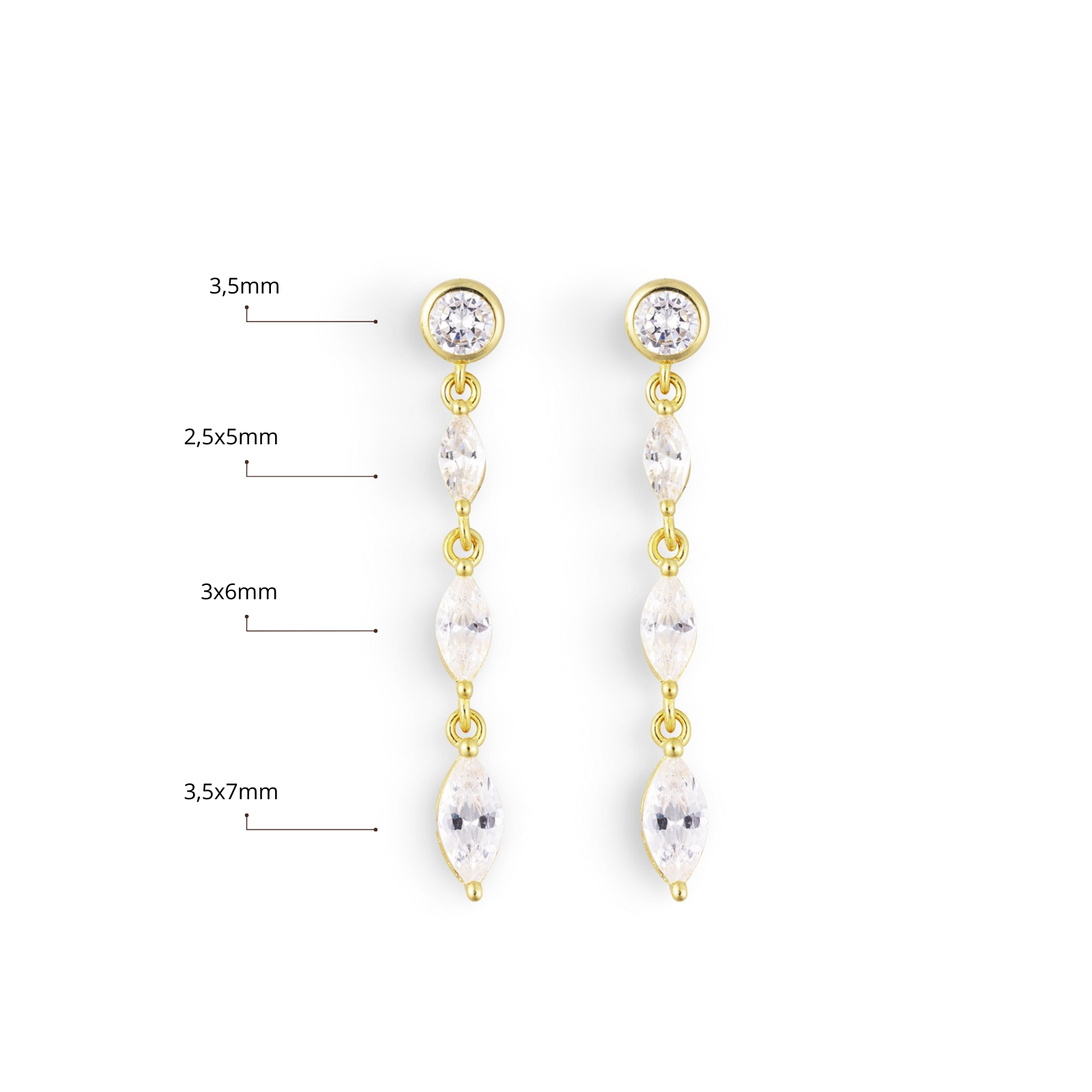 gouden langwerpige oorbellen, voor dames, the it list