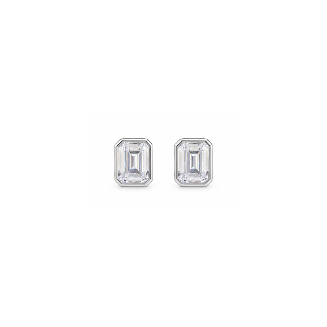 Framed Emerald Stud | Silver