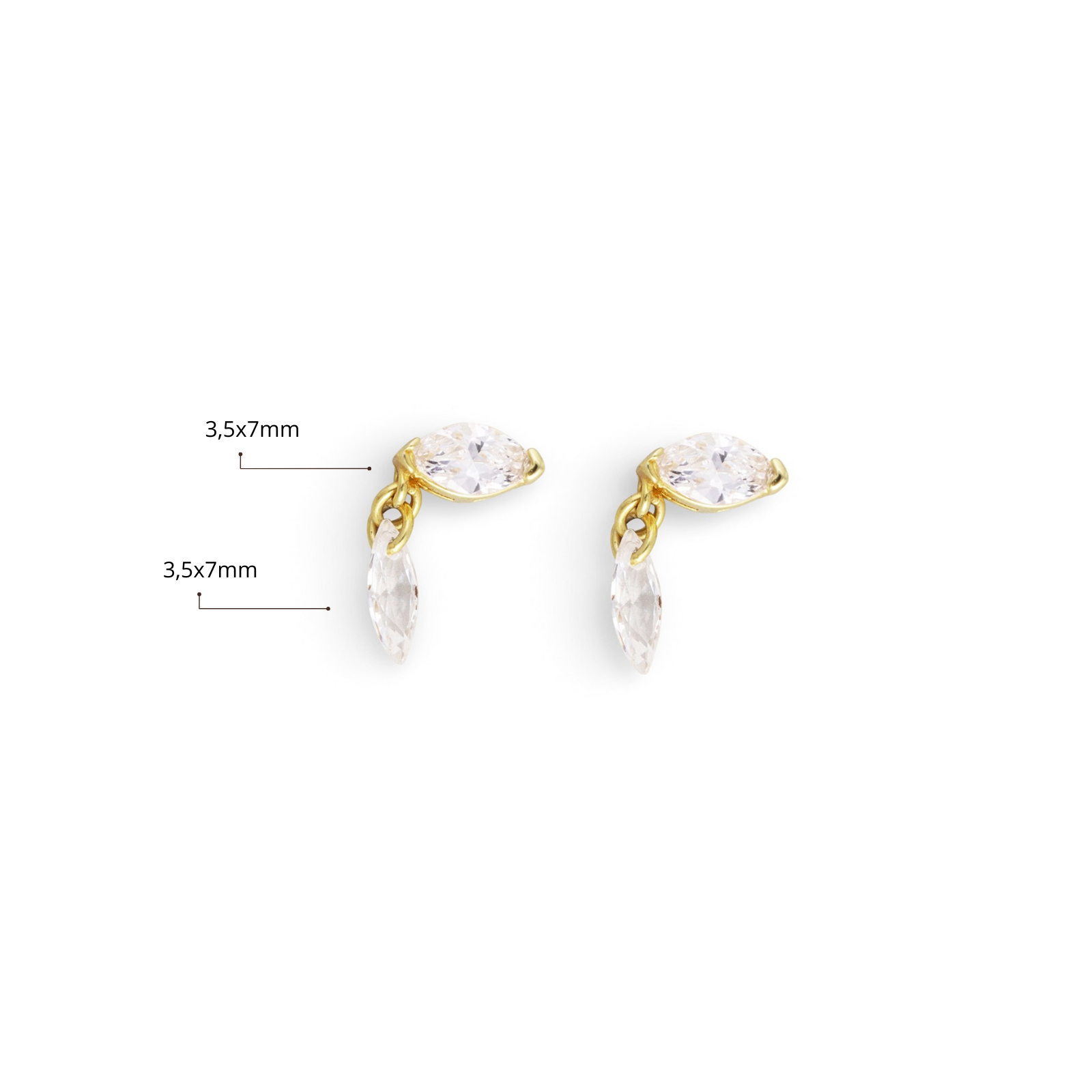 gouden steentjes studs met hangende steen voor dames, the it list,
