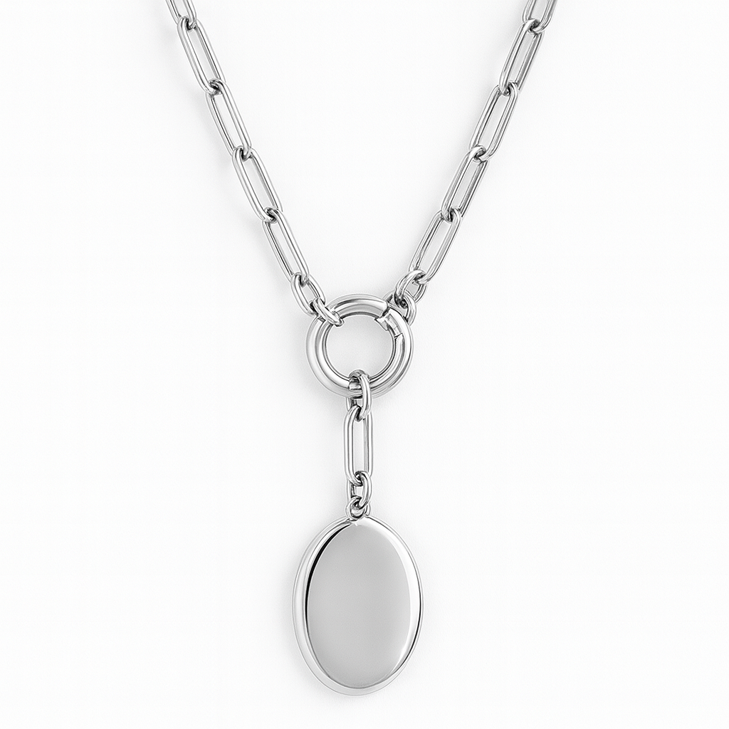 Collar con colgante ovalado IT x Leontine - Plata