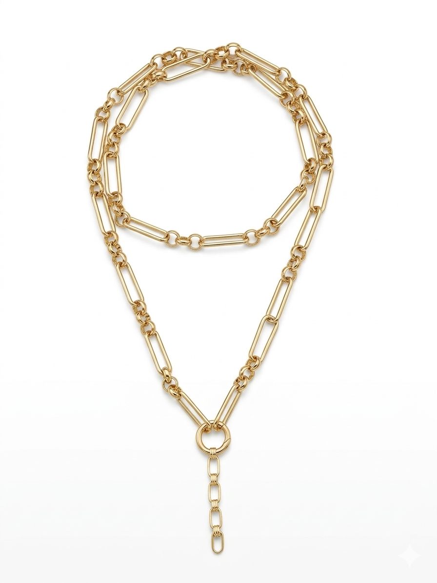 قلادة مزدوجة الحلقات المختلطة - فضية