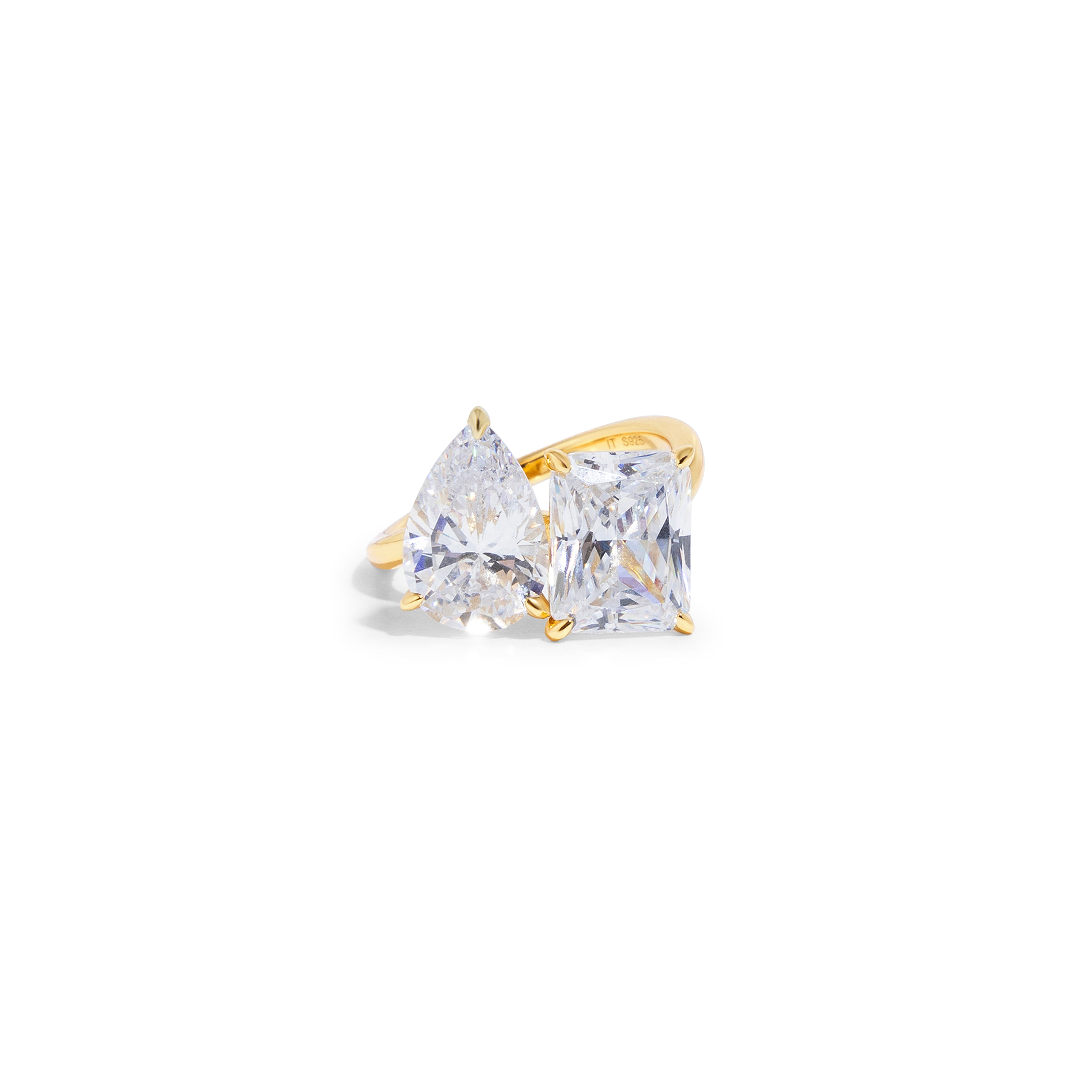 gouden toi et moi ring - open ring met twee stenen voor vrouwen - the it list