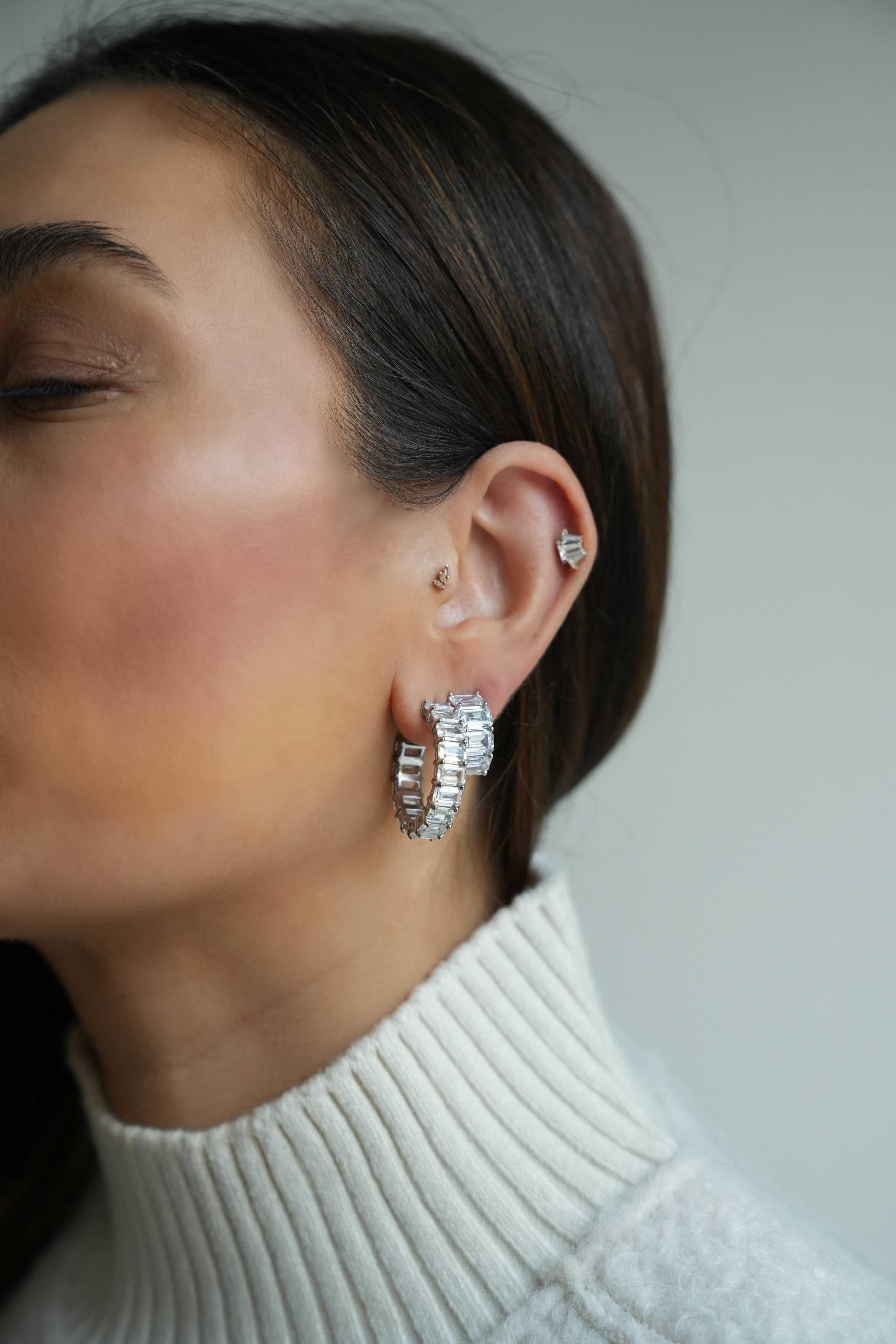 Small Emerald Hoops