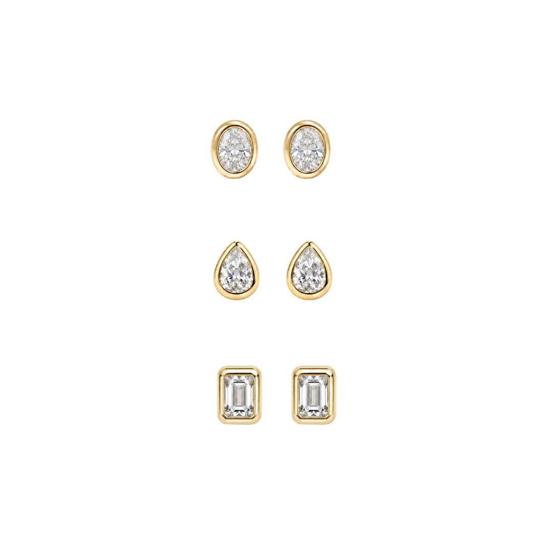 Klobiges Ohrstecker-Set | Gold