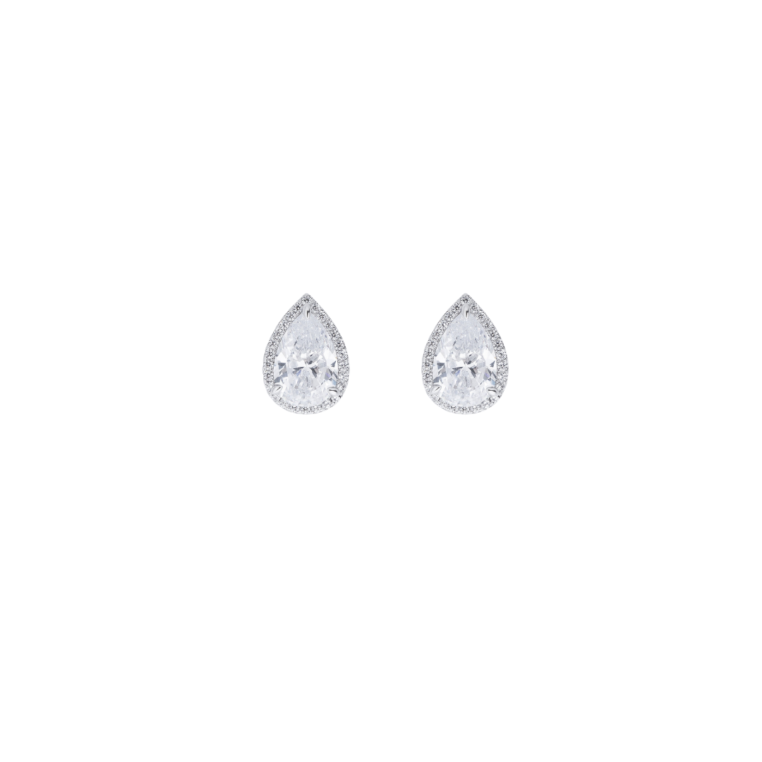 Pendientes de perlas con diamantes | Plata