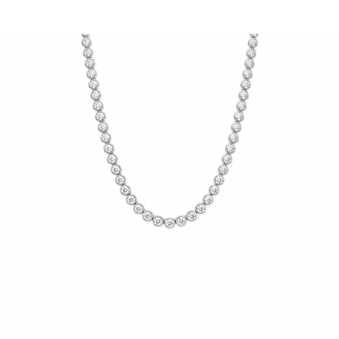 Lünette 3mm Tennishalskette | Silber