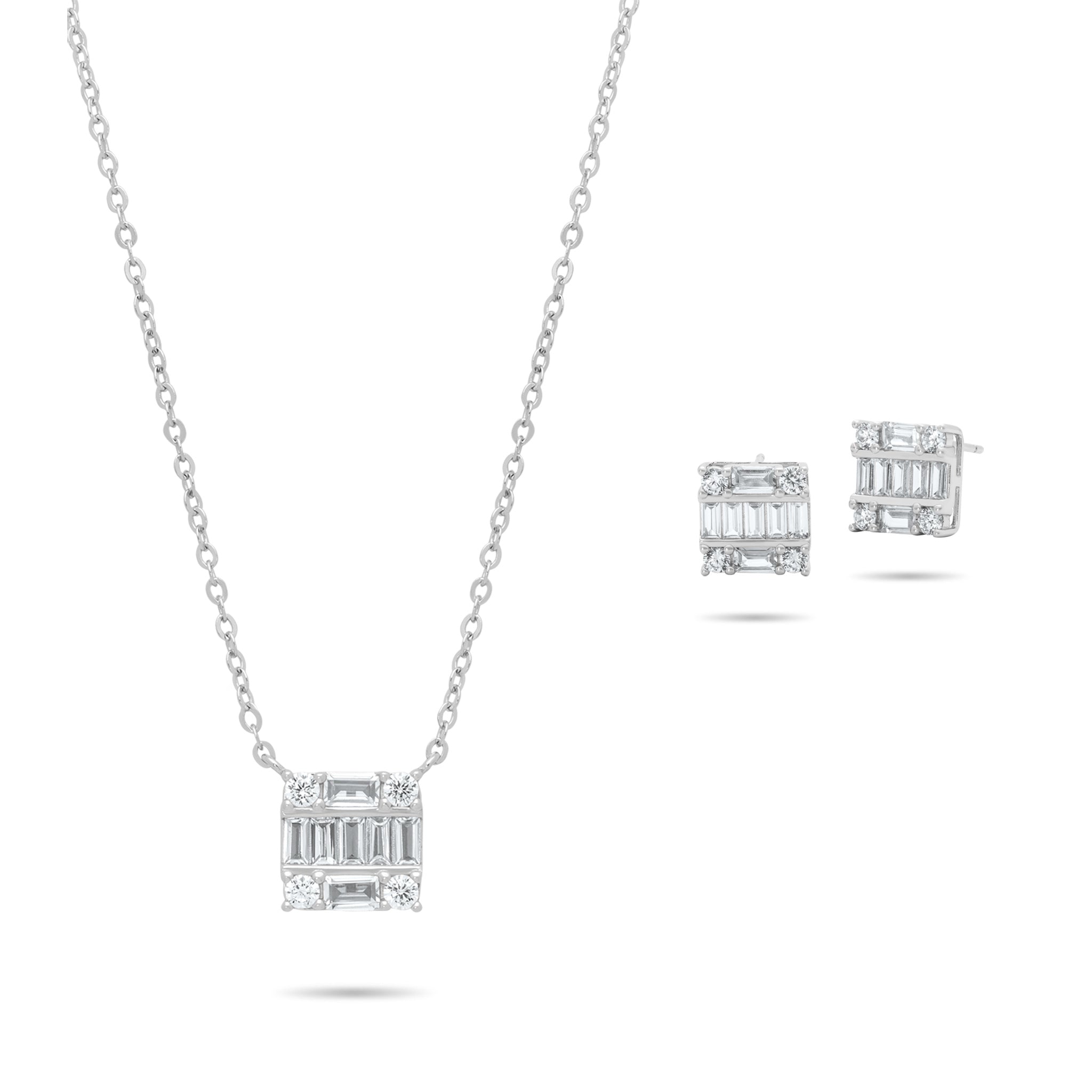 sieraden set baguette voor vrouwen the it list, oorbel met matchende ketting