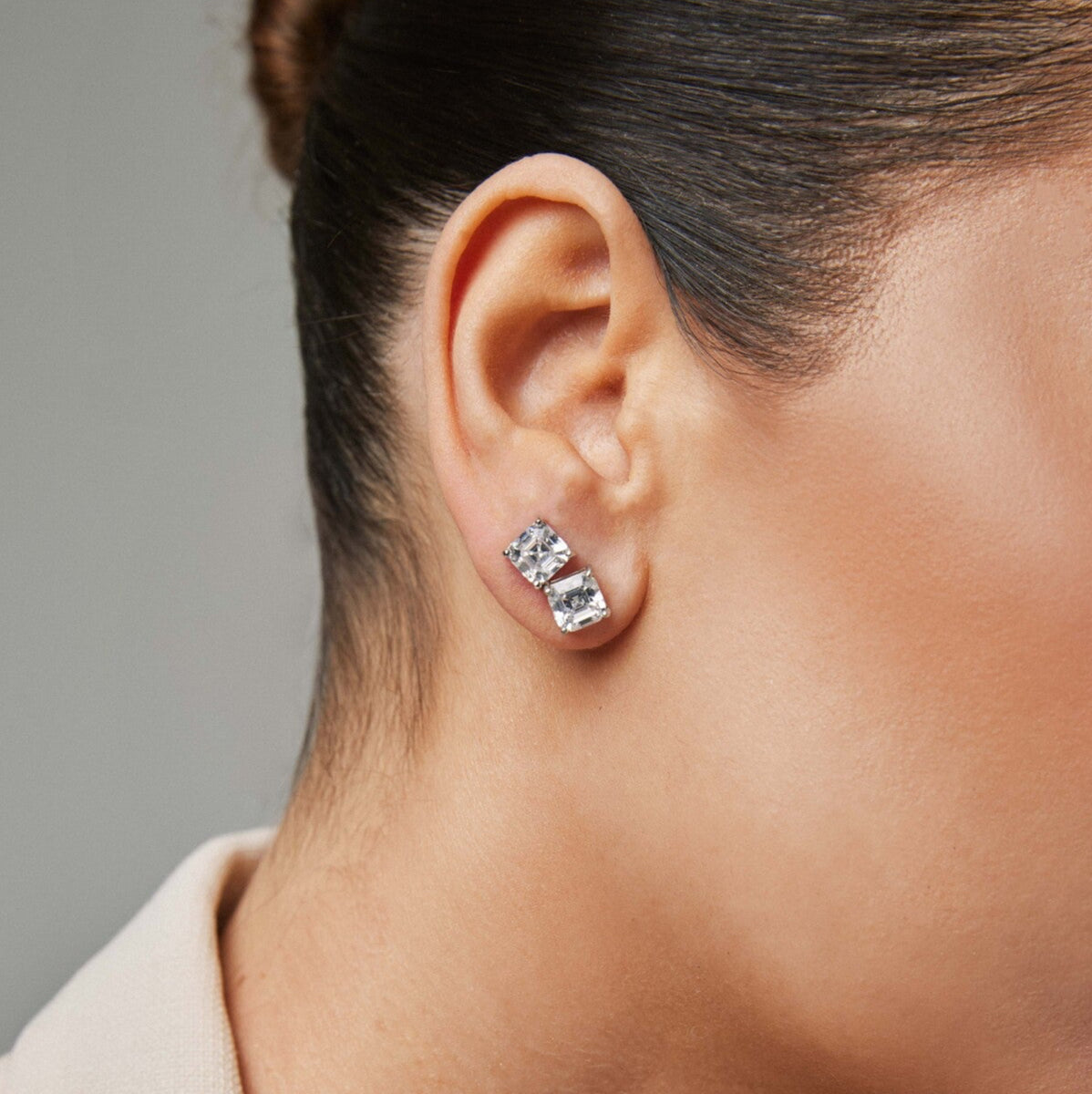 Asscher cut studs