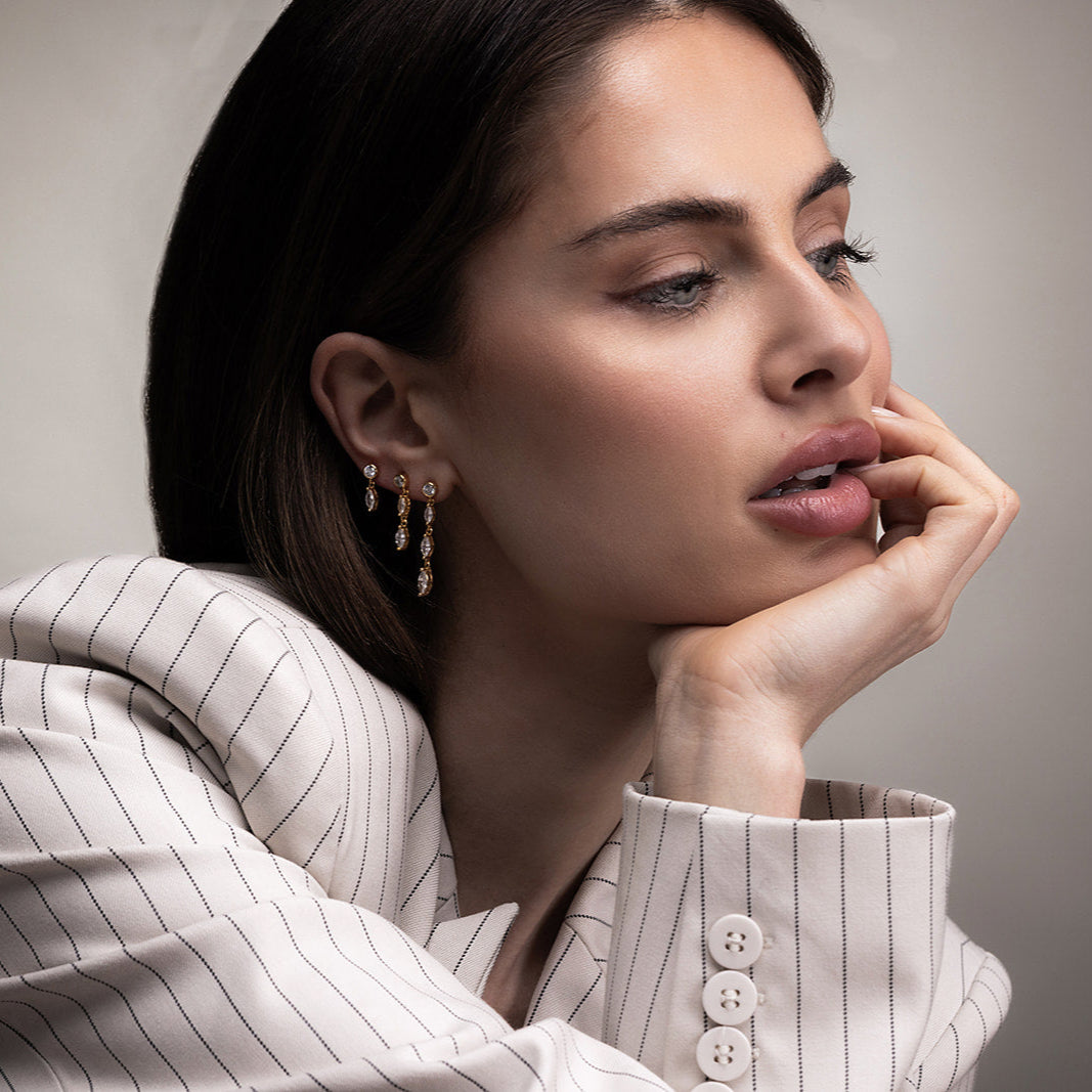 gouden langwerpige oorbellen, voor dames, the it list