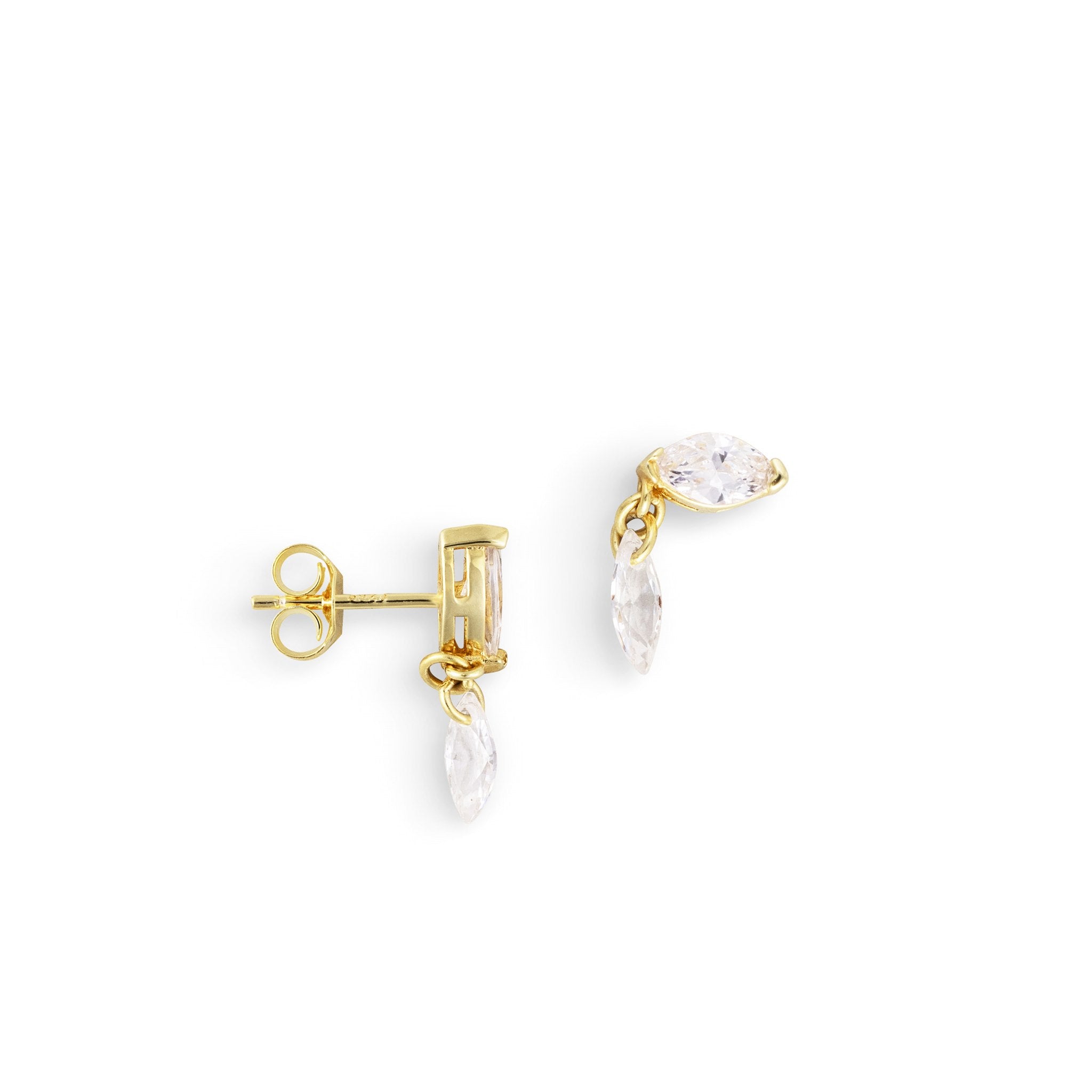 gouden steentjes studs met hangende steen voor dames, the it list,