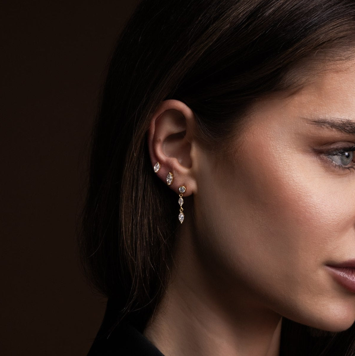 Gouden marquise studs, voor vrouwen, the it list