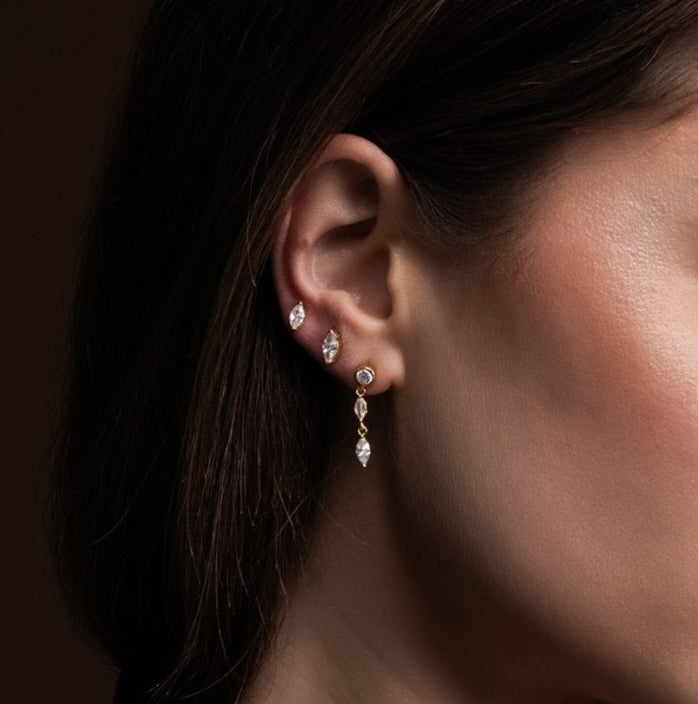 Gouden marquise studs, voor vrouwen, the it list
