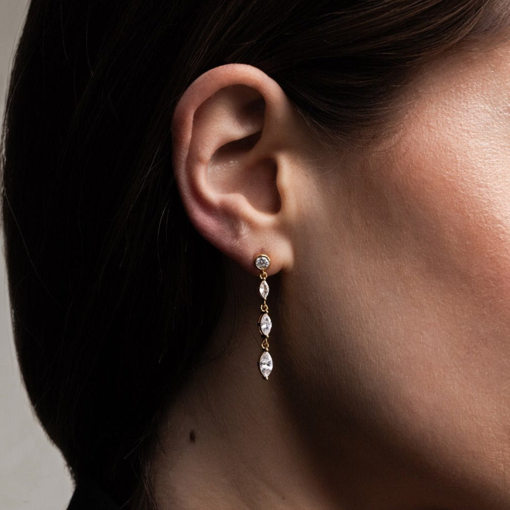 gouden langwerpige oorbellen, voor dames, the it list