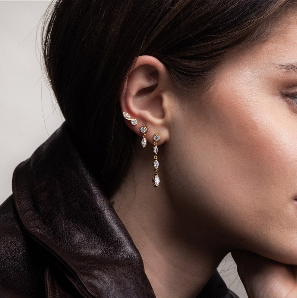 goudenoorbellen met steentjes, voor dames, the it list
