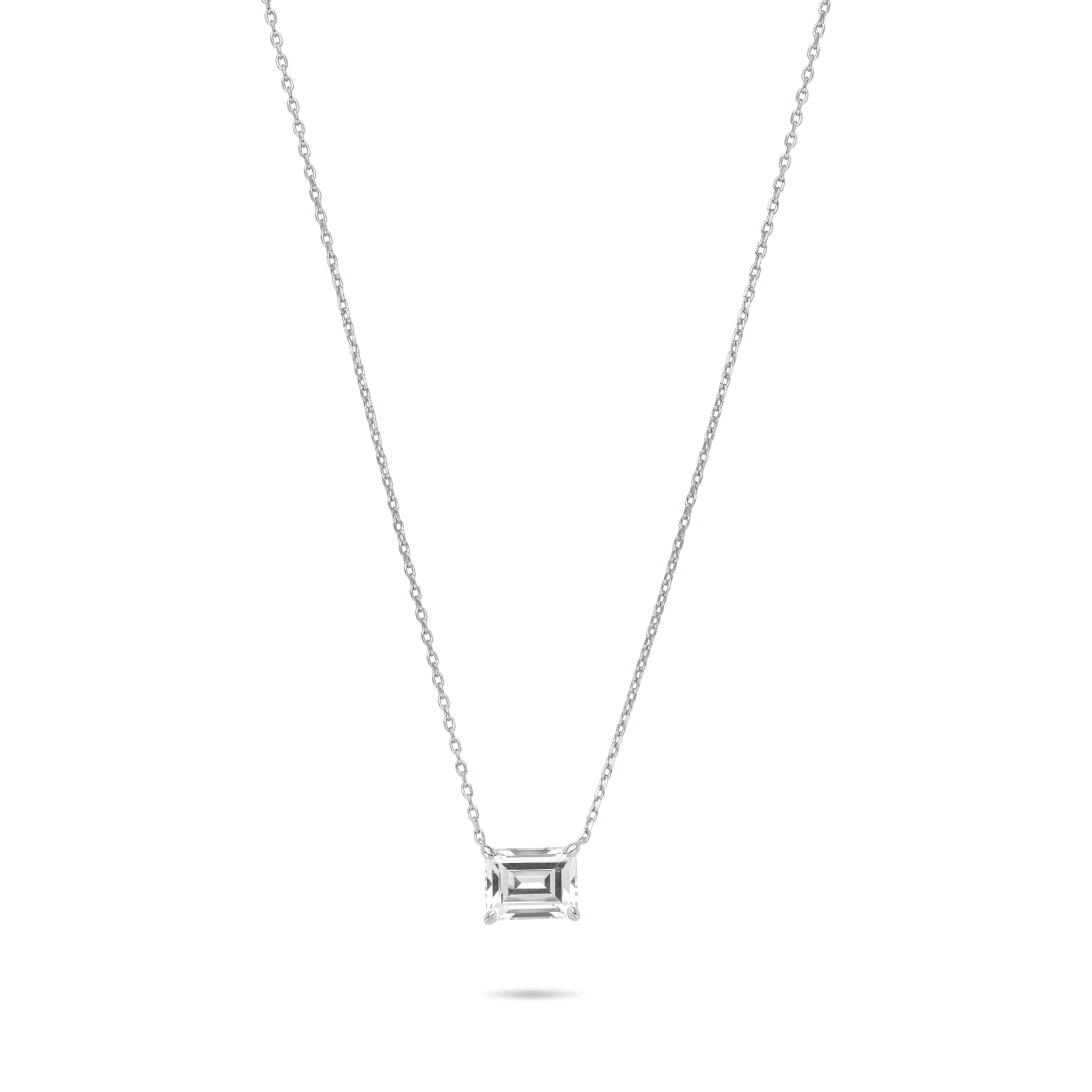 fijne zilveren ketting met emerald steen, voor vrouwen