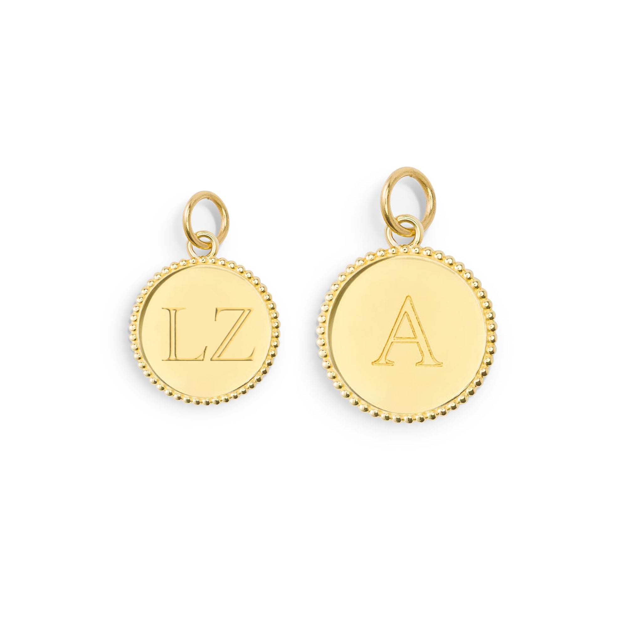 De Coin Charm in 18K verguld goud, twee maten en personaliseerbaar