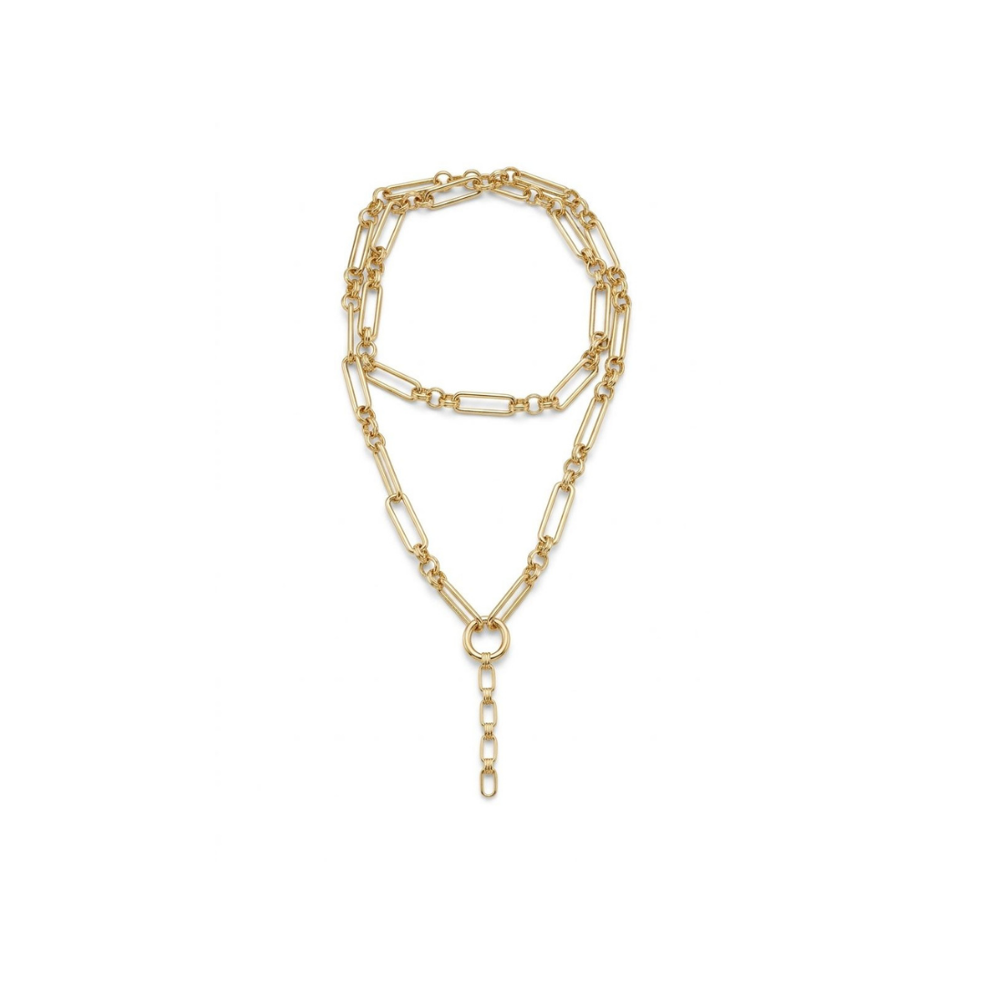 Double Mixed Link Necklace | Gold