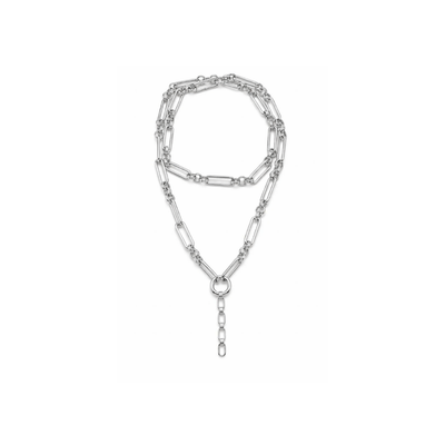 Double Mixed Link Necklace | Silver