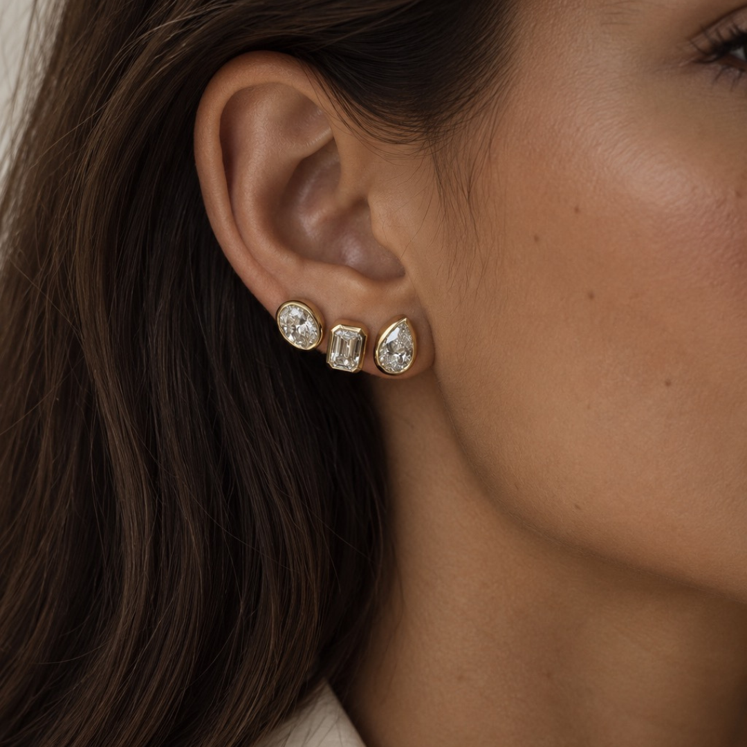 Noir Medium Stud | Or
