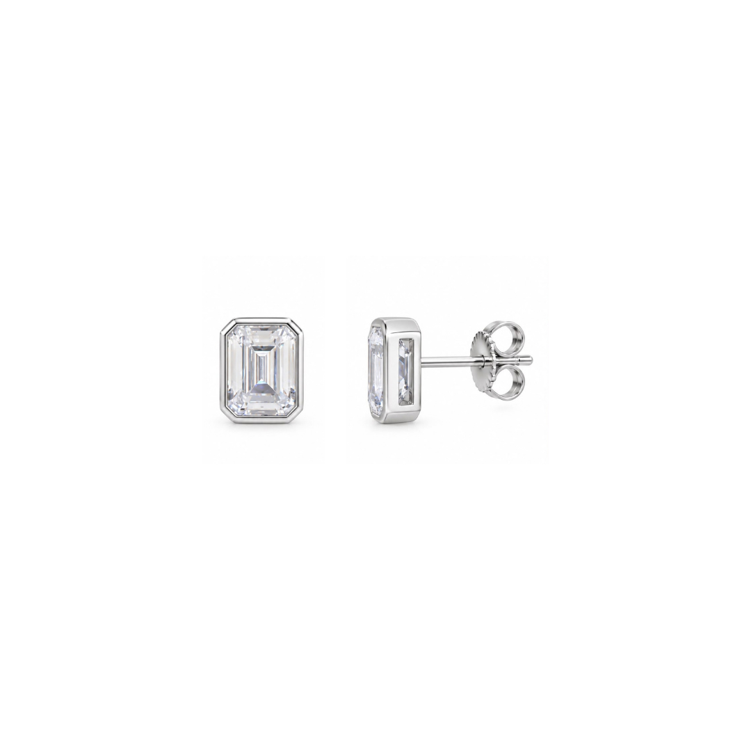 Framed Emerald Stud | Silver