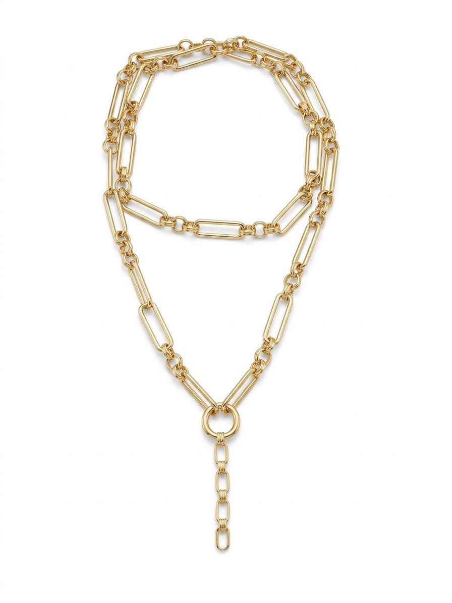 قلادة مزدوجة الحلقات المختلطة - ذهبي