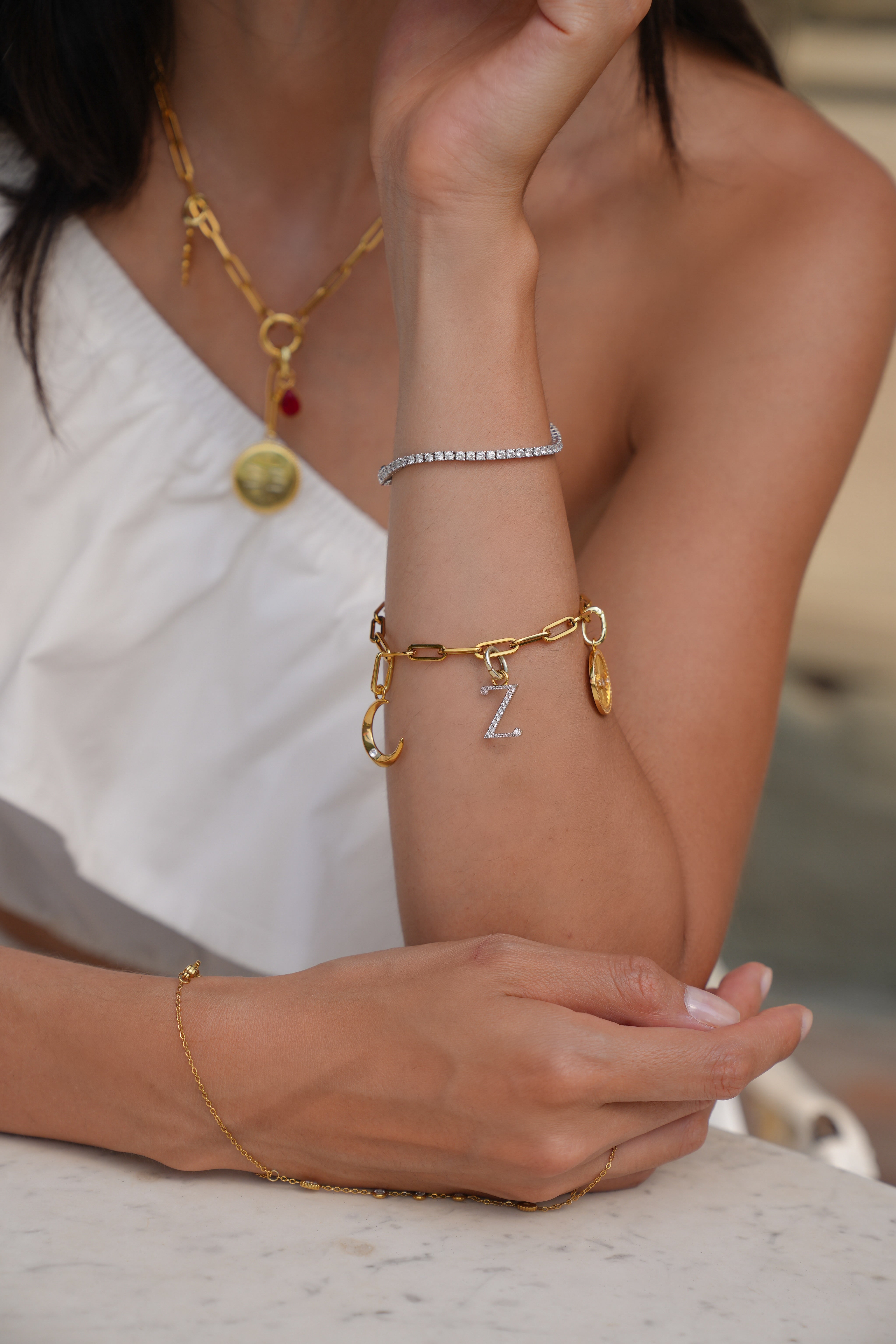 The Diamond Number Charm - Goud
