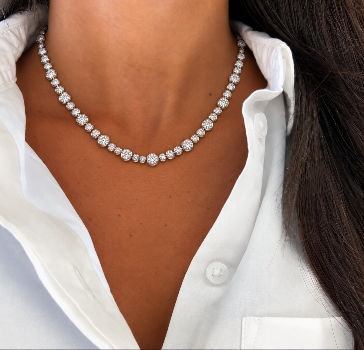 Collana con castone a bolle | Argento