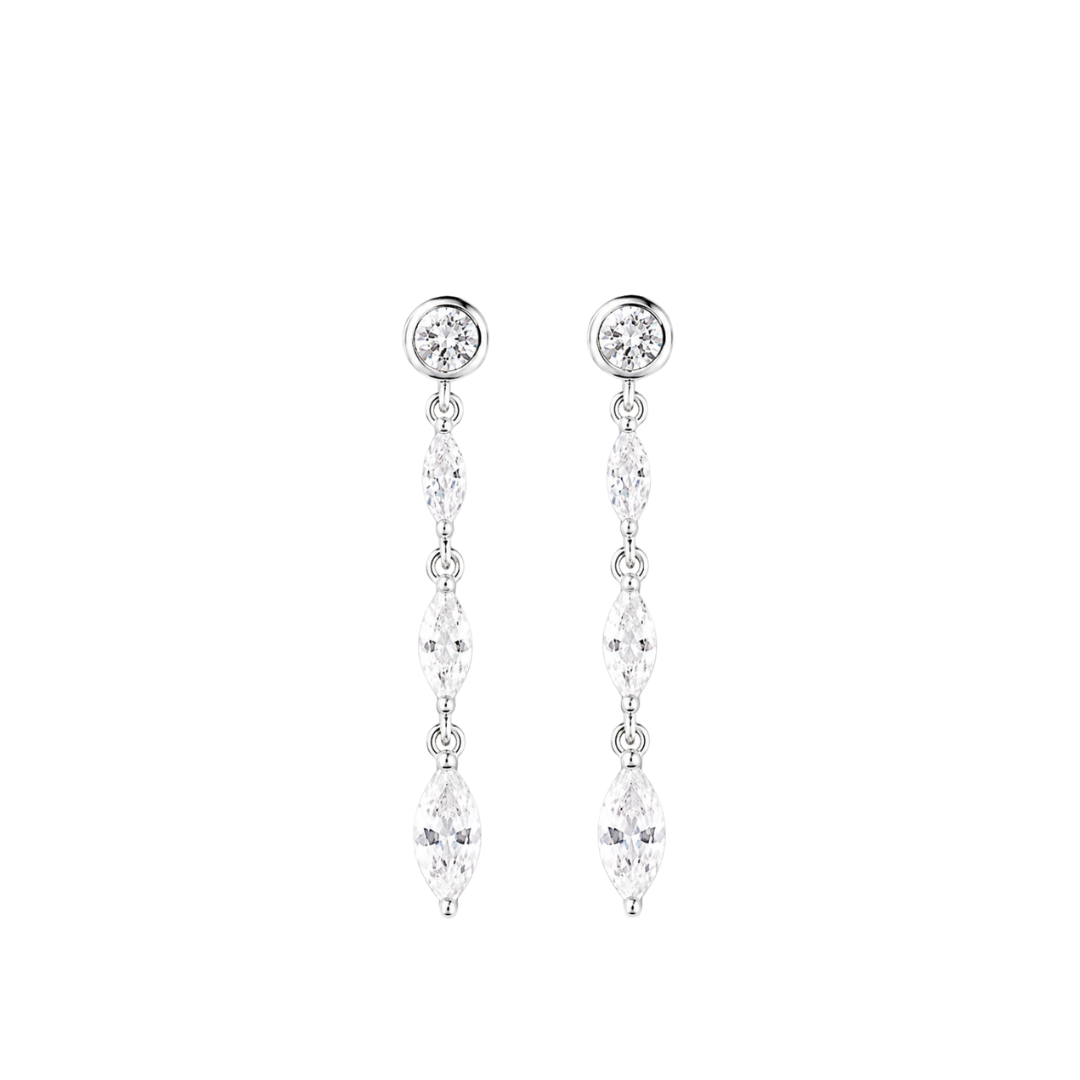 Pendientes triples Luna Glow | Plata