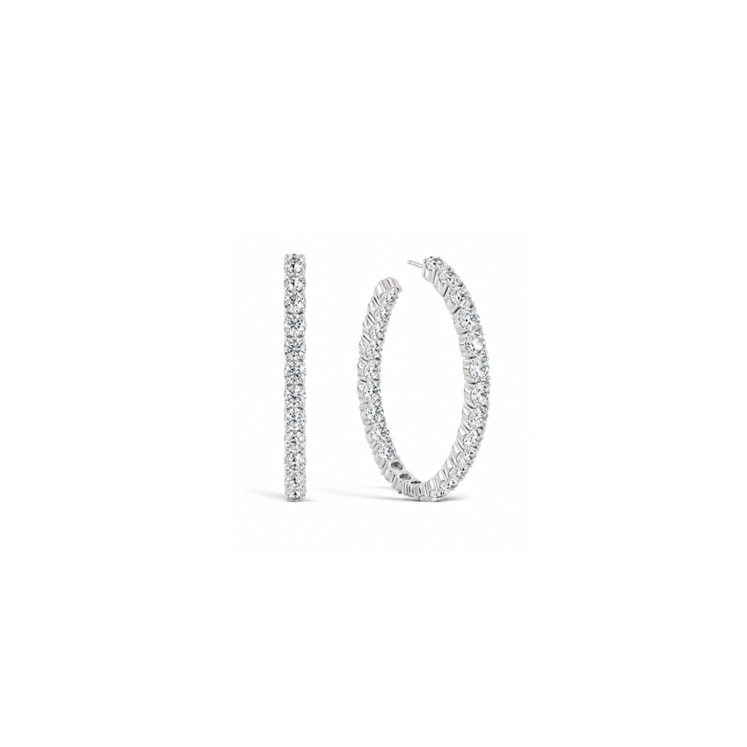 Pendientes de aro con diamantes | Plata