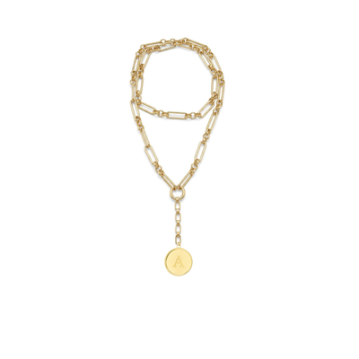 Double Mixed Link Pendant Necklace - Goud