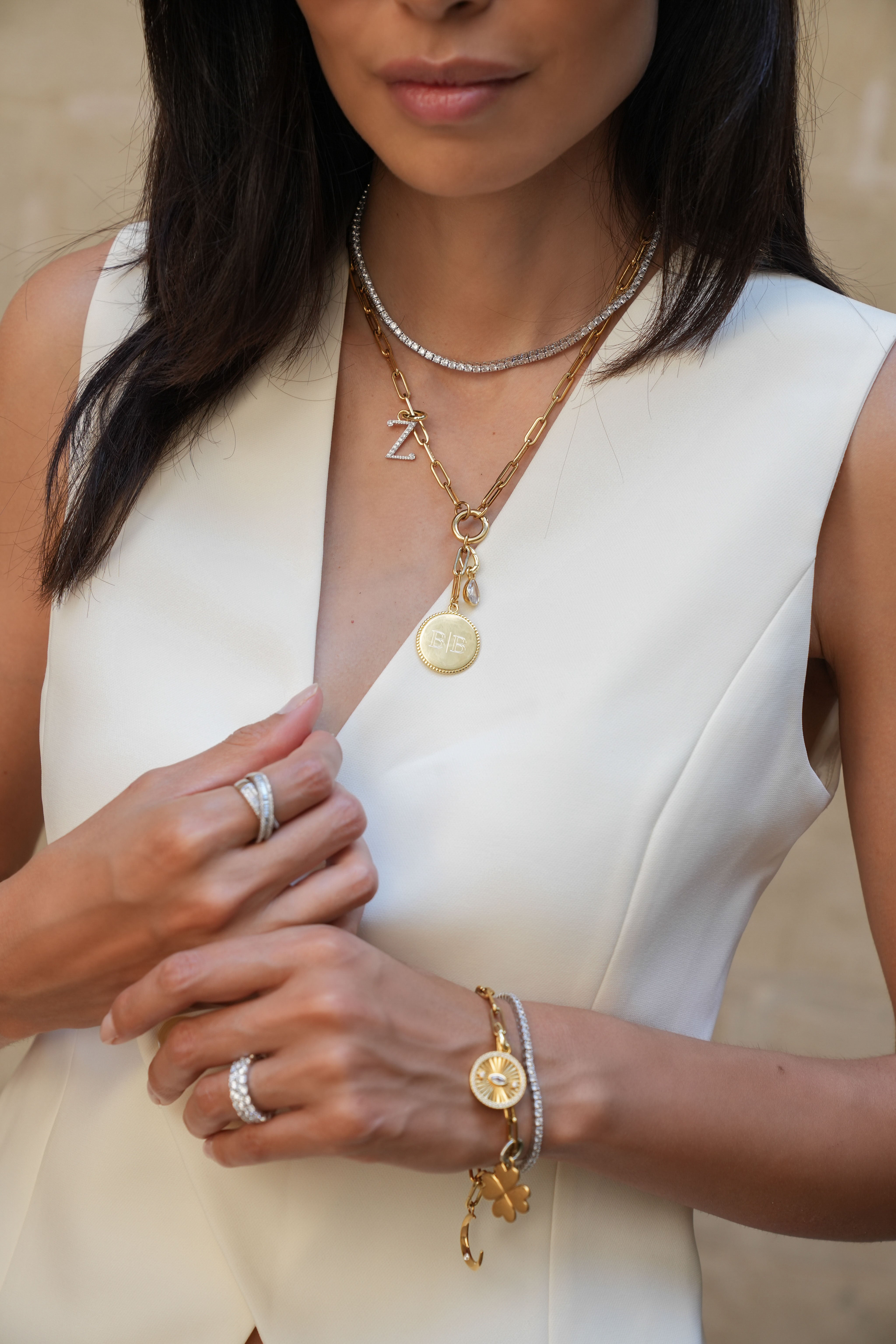 The IT Chapter ketting en armband - Drop diamond bedel goud 