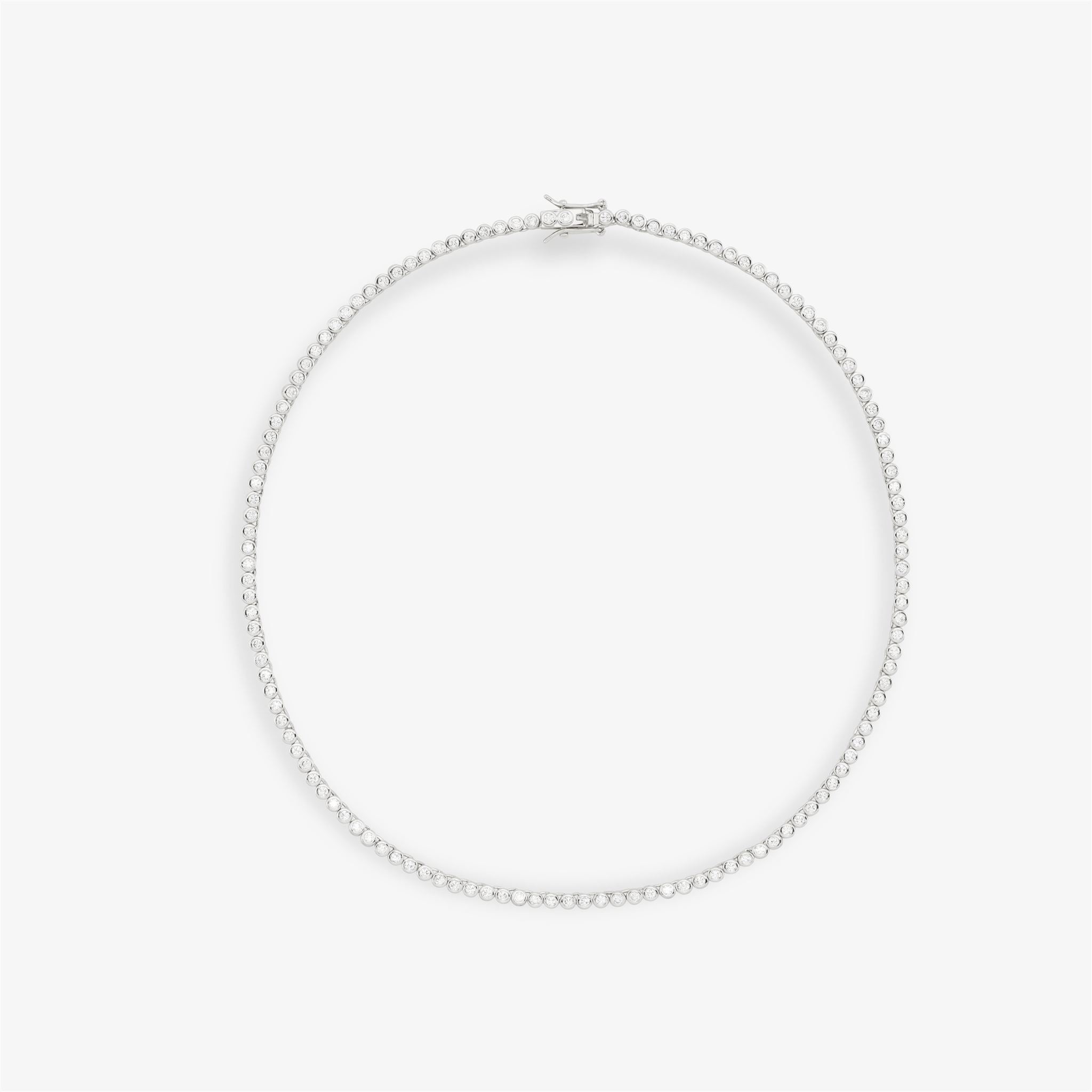 Bezel Mini Tennis Necklace - Silver